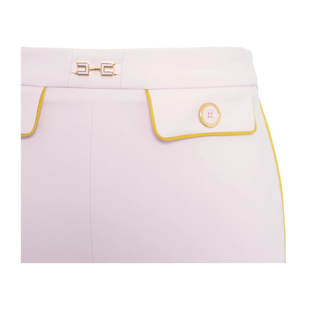 Elisabetta Franchi Rose Crepe Broek met Piping Pink Dames