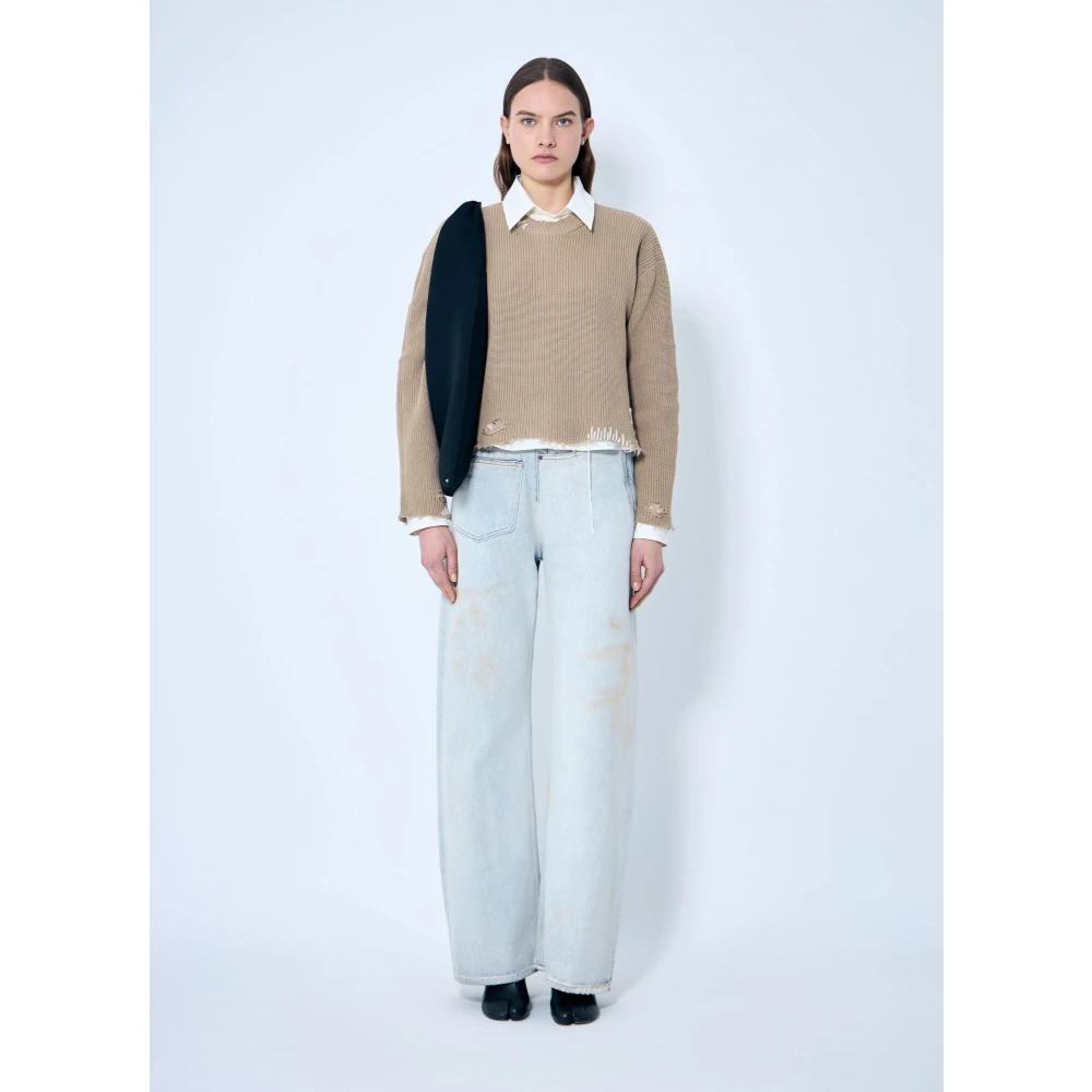 MM6 Maison Margiela Gestoorde gebreide trui Beige Dames