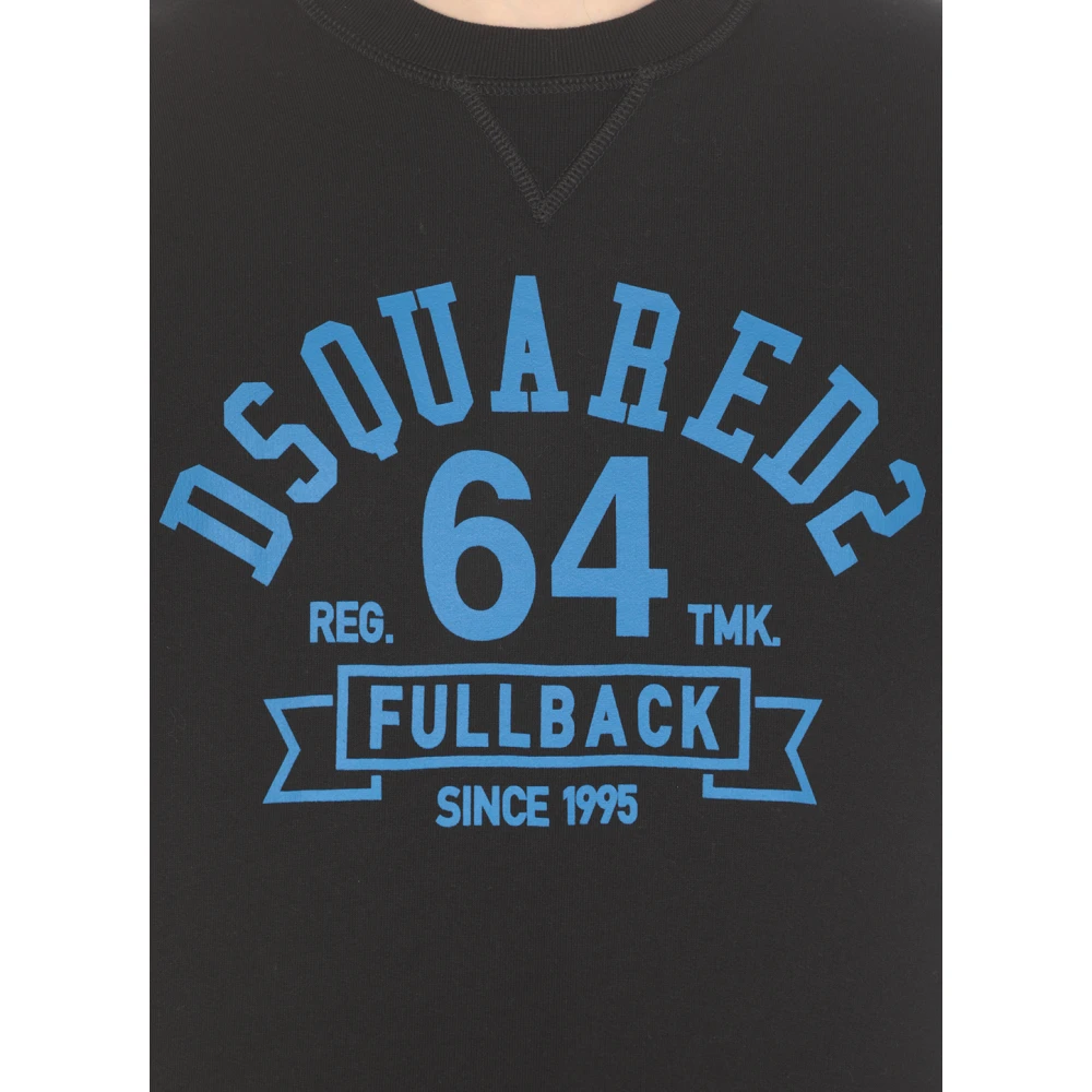 Dsquared2 Zwarte Katoenen Sweatshirt met Logo Print Black Heren