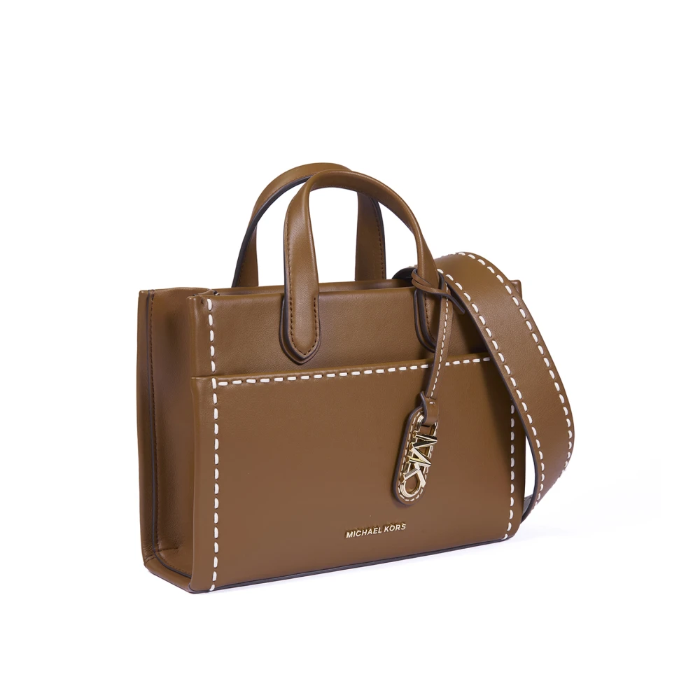 Michael Kors Bruine ritssluiting schoudertas met logo Brown Dames