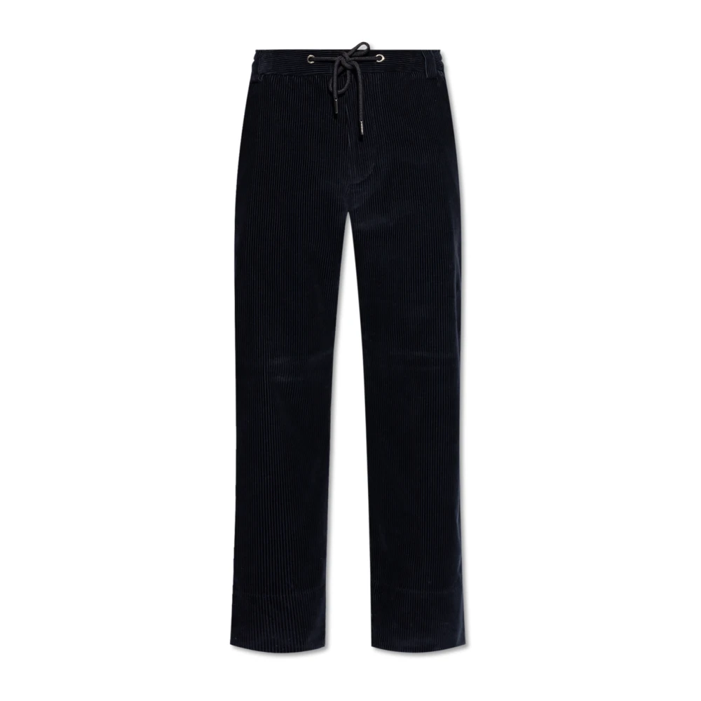 Moncler Men's Blue Wide Trousers, S, Corduroy Trousers