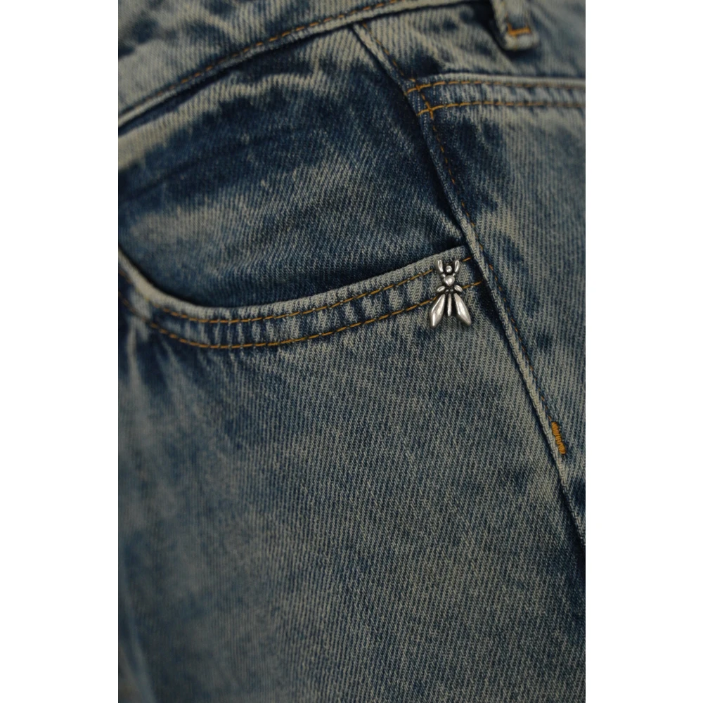 PATRIZIA PEPE Hoge taille denim broek rechte pasvorm Blue Dames