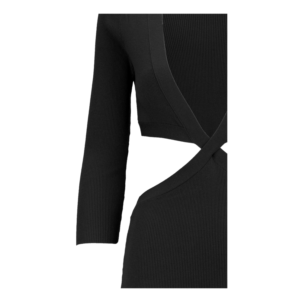 Elisabetta Franchi Jurk met lange mouwen en diepe V-hals Black Dames