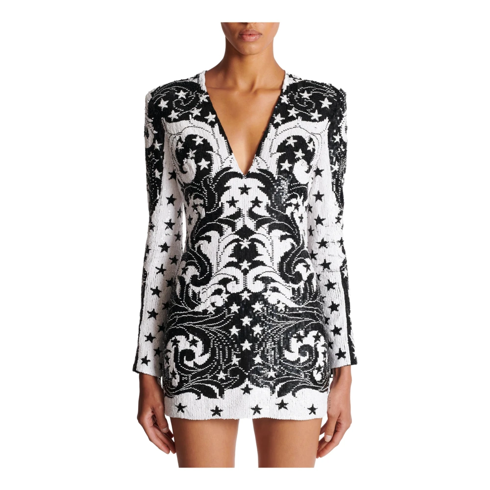 Balmain Geborduurde Paisley en Ster Korte Jurk Multicolor Dames
