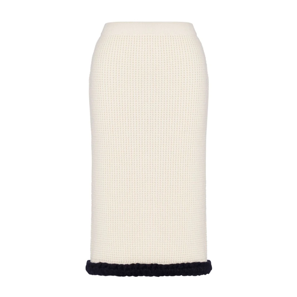 Moschino Wafel Gebreide Wollen Rok White Dames