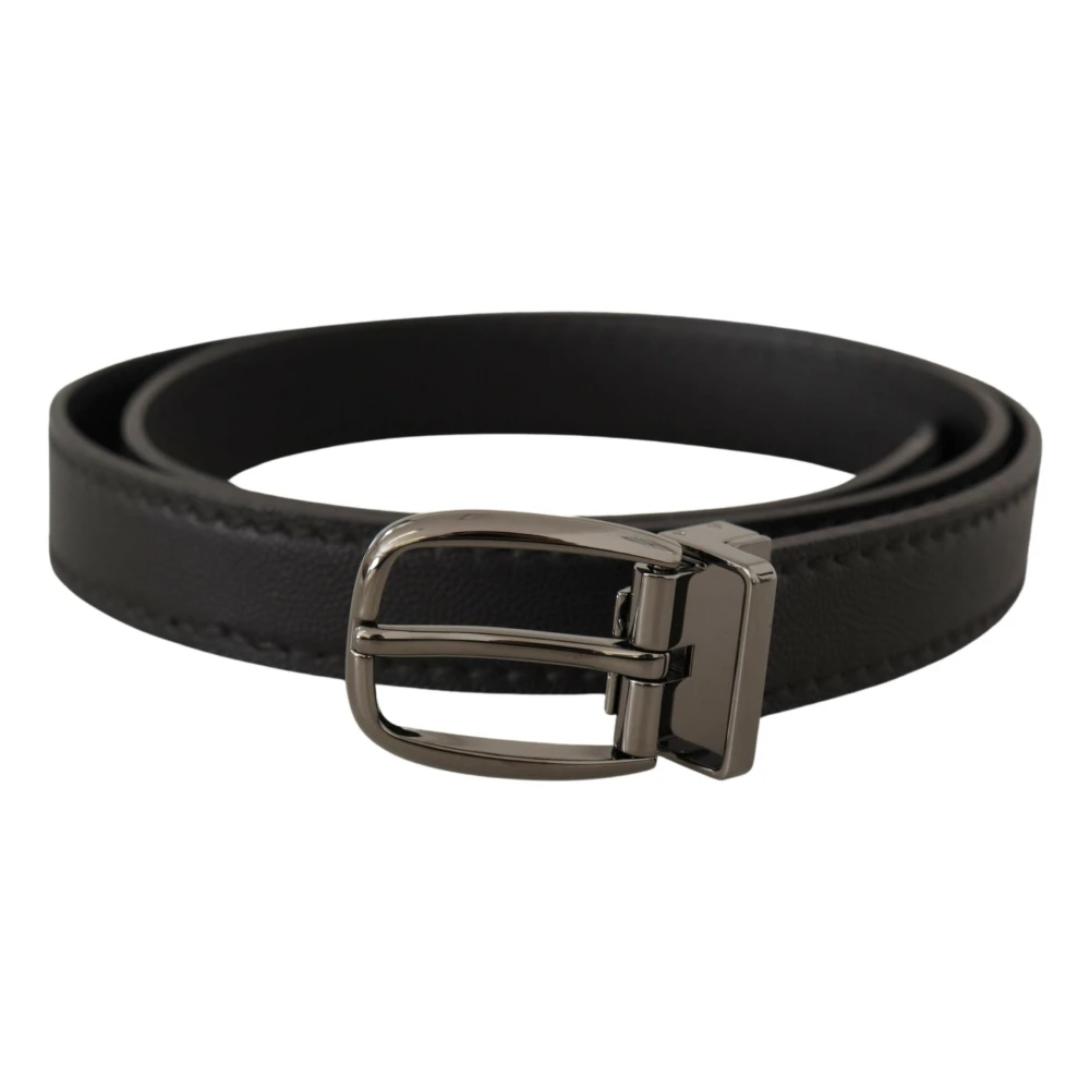 Dolce & Gabbana Unisex Negro - Cinturón De Cuero Con Hebilla Y Logotipo Metálico - Accessories - One Size