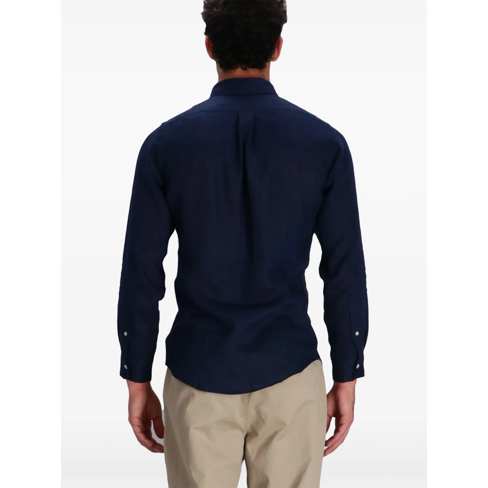 Polo Ralph Lauren Geborduurd Linnen Overhemd Blue Heren