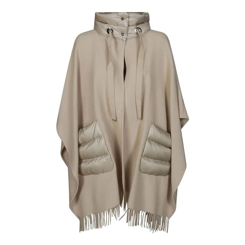 Herno Ficka Nylon Ull Poncho Beige, Dam