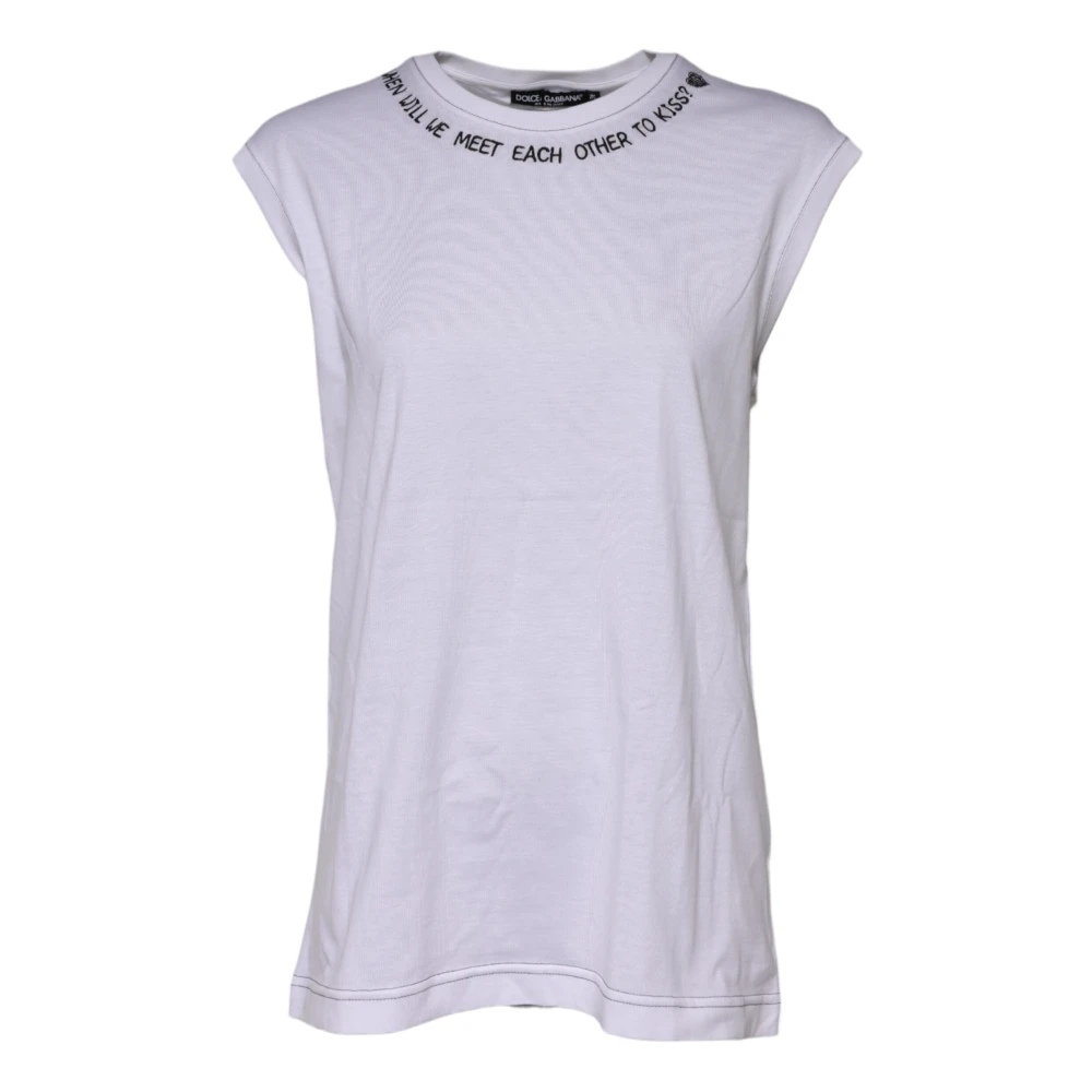 Dolce & Gabbana White Sleeveless Printed Tank T-Shirt - Female - Sleeveless Tops - 3XS - Tops