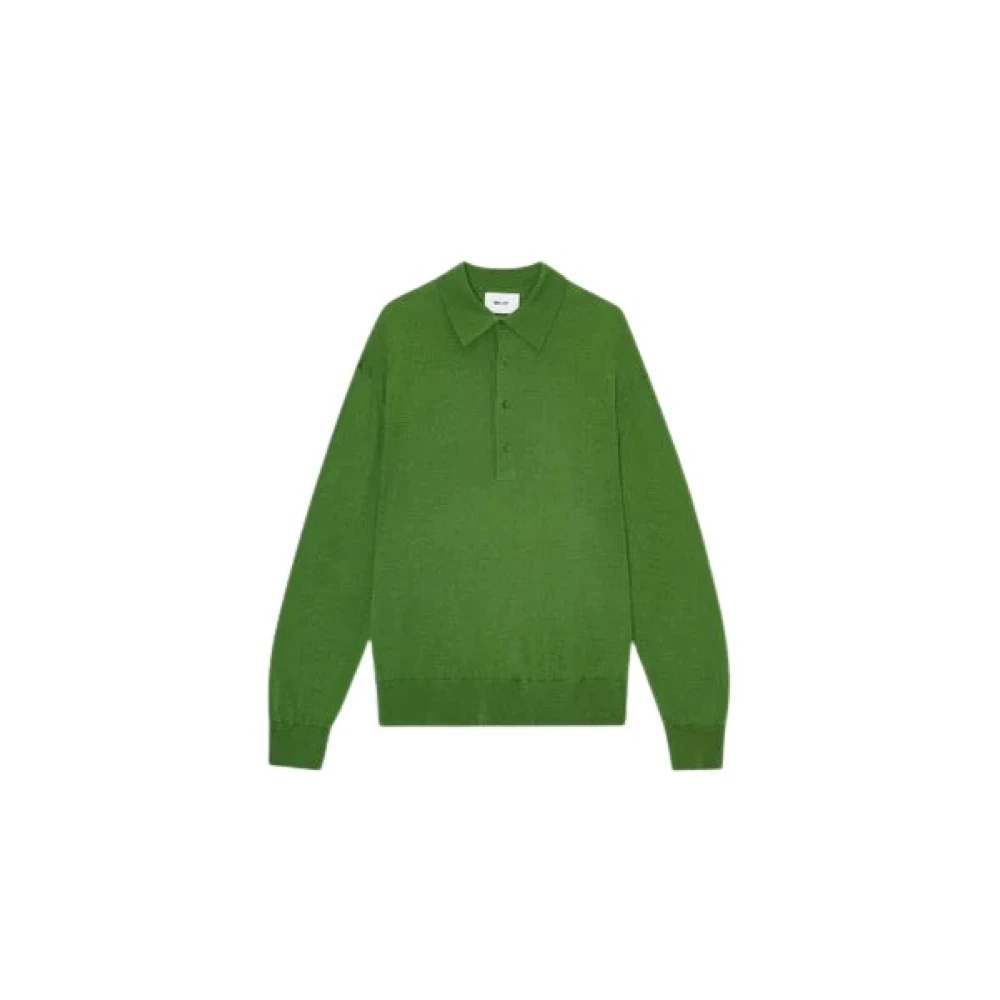 Nn07 Polo van wolmix met knopen Green Heren