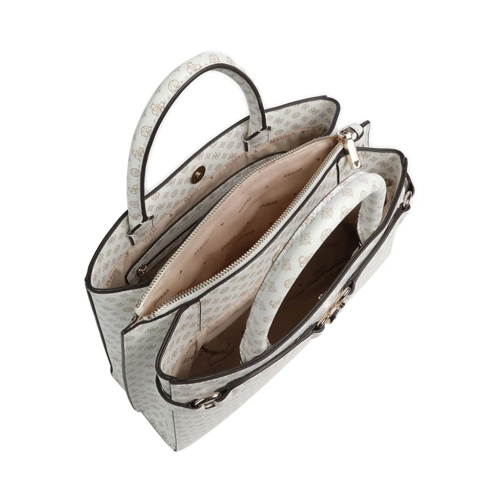 Guess Witte lederen schoudertas met gouden details White Dames