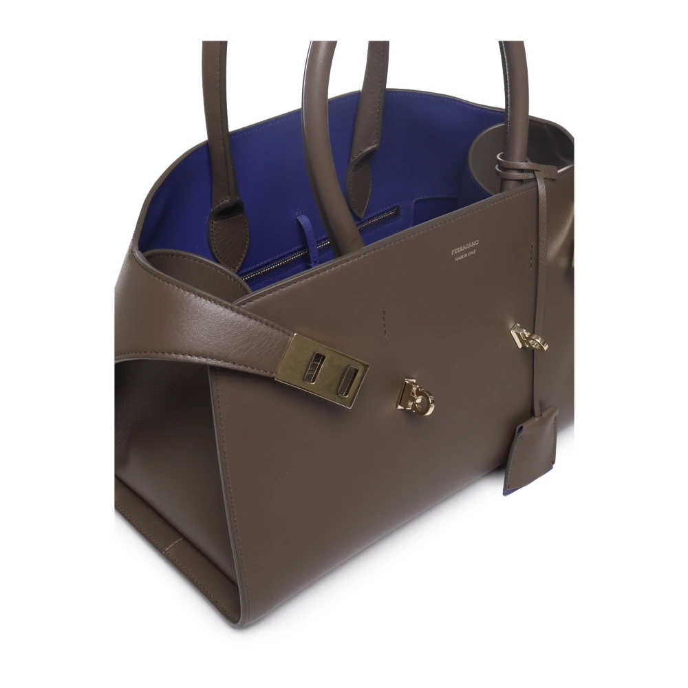 Salvatore Ferragamo Bruine Ferragamo Tassen 98% Katoen Brown Dames