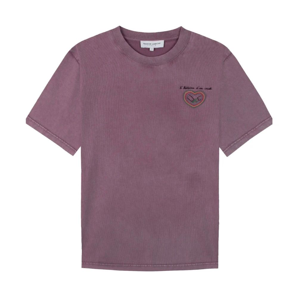 Maison Labiche Geborduurd Casual T-shirt Purple Heren