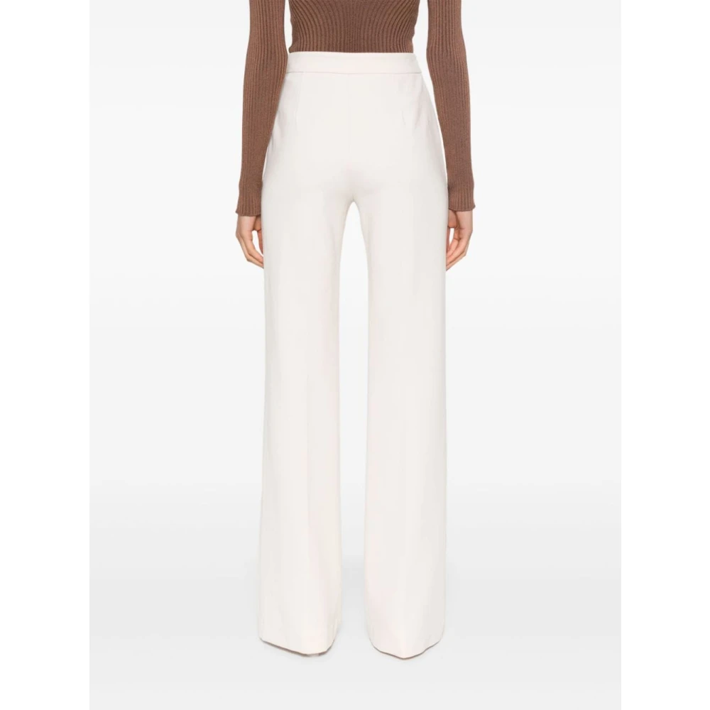 Twinset Crème Elastische Broek met Gouden Logo Beige Dames