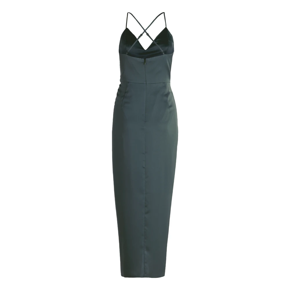 Vera Mont Elegante Satijnen Avondjurk met Ruches Green Dames