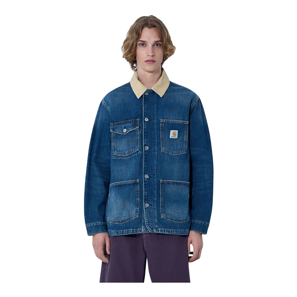 Carhartt Wip Men's Blue Denim Jackets, M, Warren Chore Jacket