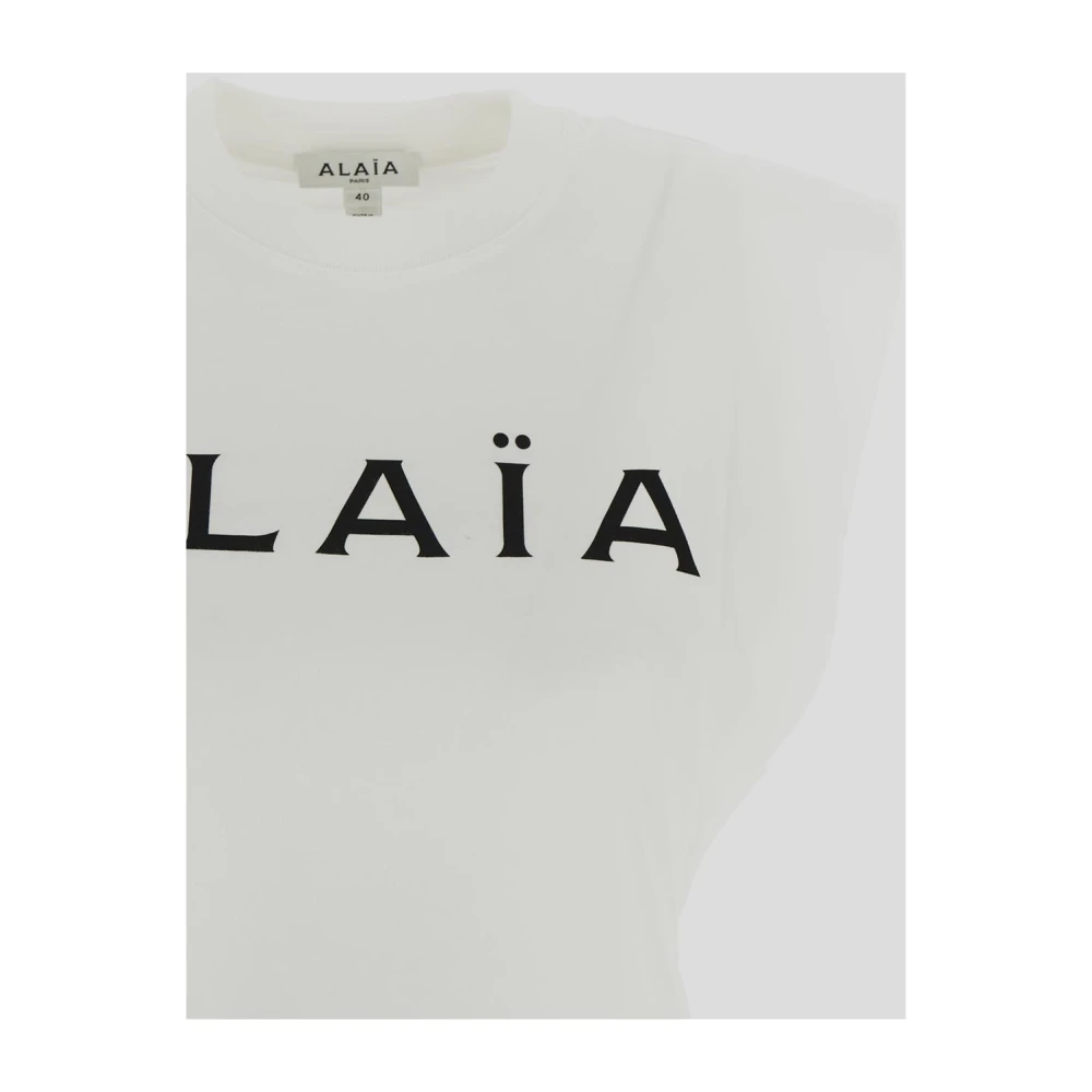 Alaïa Katoenen Logo T-shirt White Dames