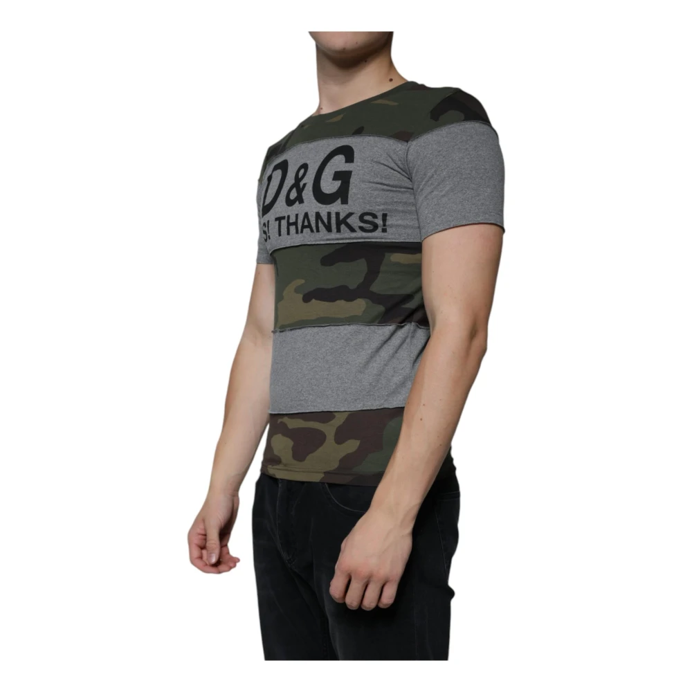 Dolce & Gabbana Camouflage Print Katoenen Crew Neck T-shirt Multicolor Heren