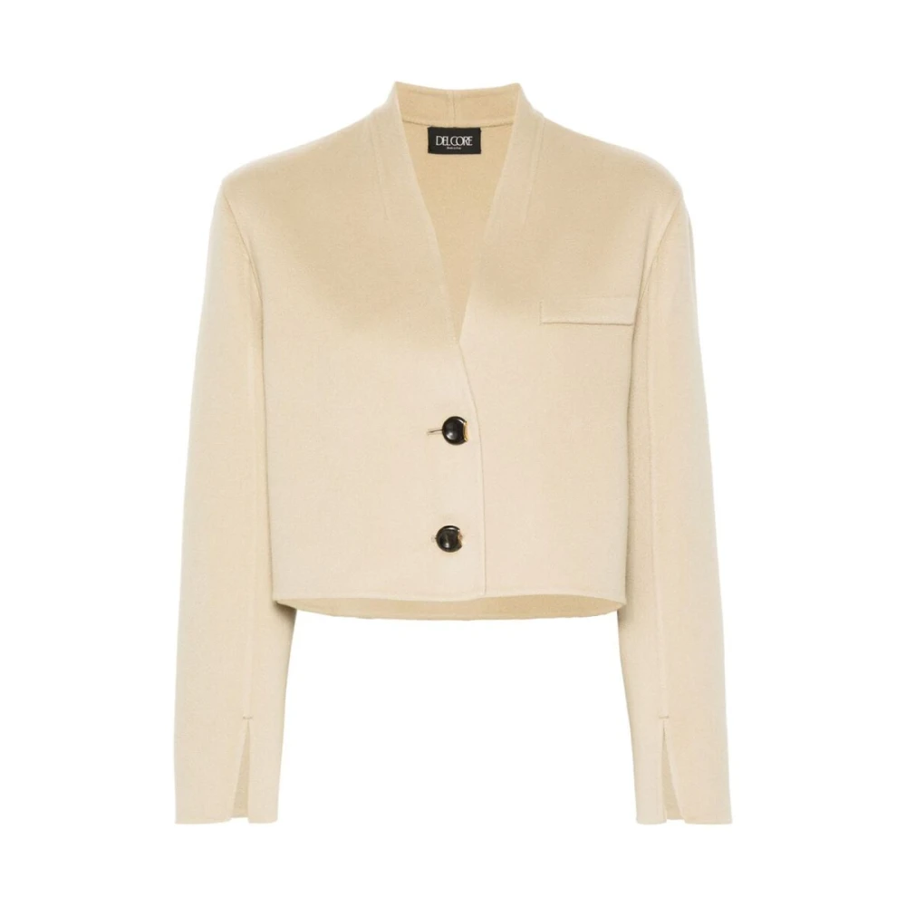 Del Core Beige Wol-Kasjmier Jas met V-Hals Beige Dames