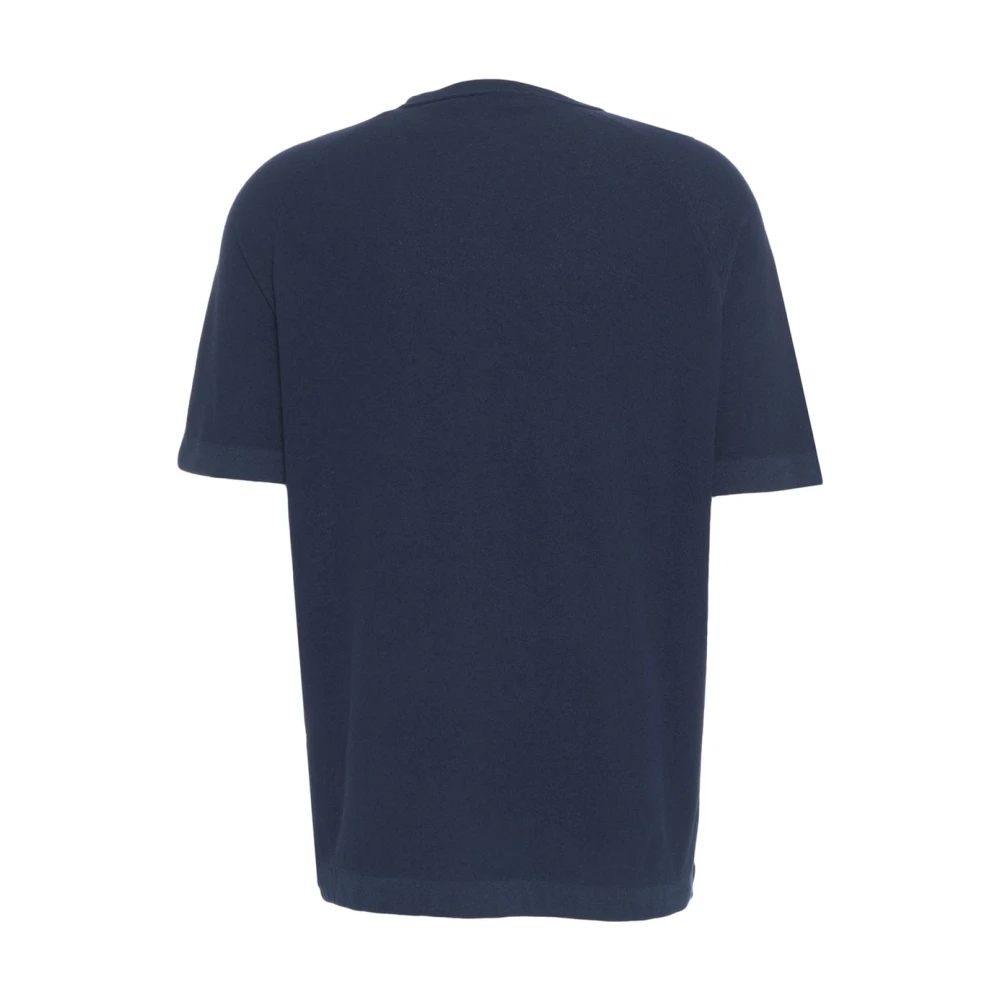 Peuterey Blauwe Terry T-shirt met Ribgekraagd Blue Heren