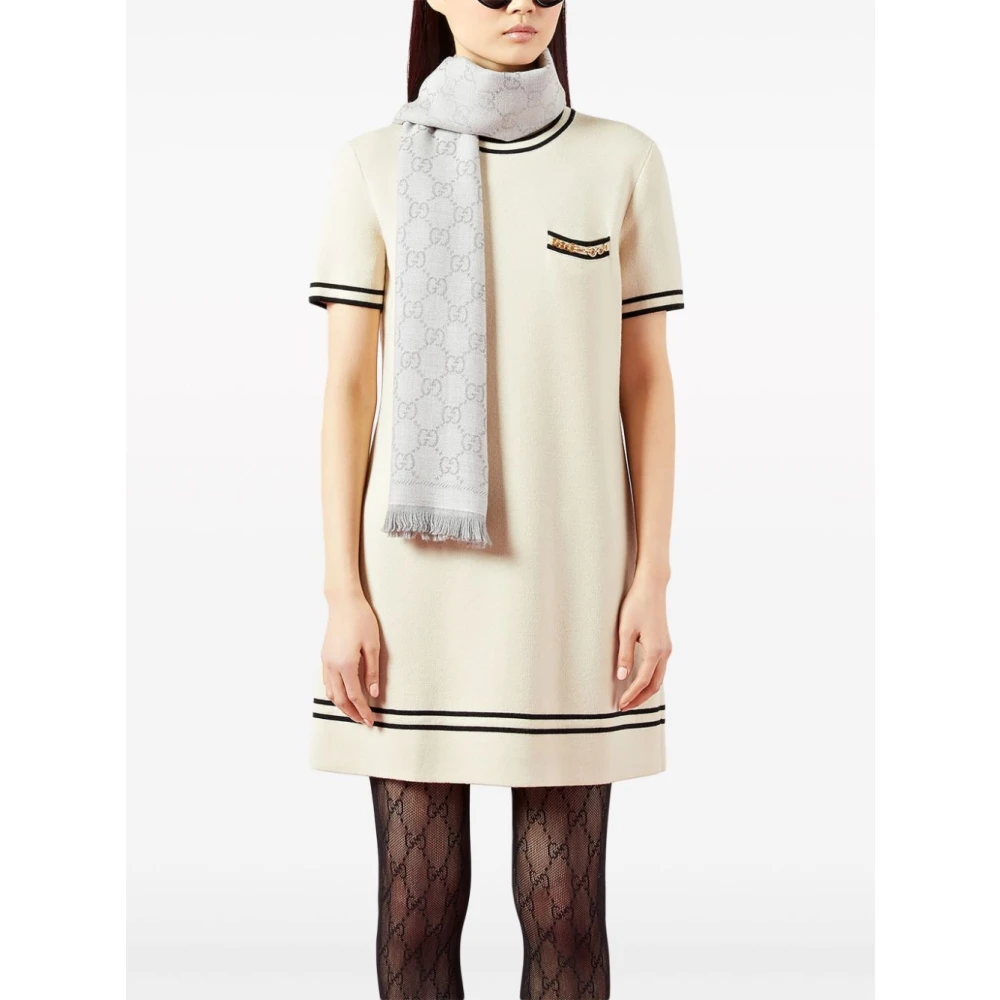 Gucci Handtekening GG Supreme Print Wollen Sjaal Gray Dames