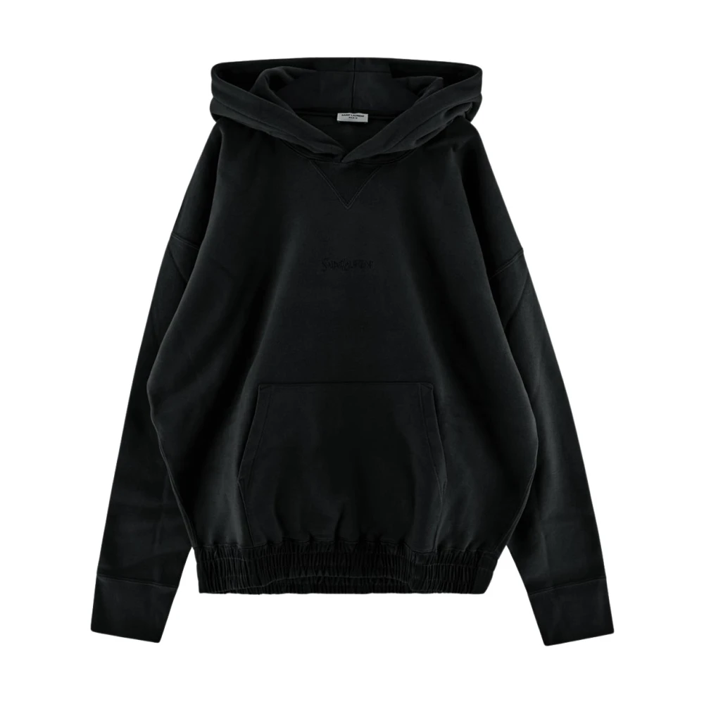Saint Laurent Cotton Logo Hoodie Black Heren