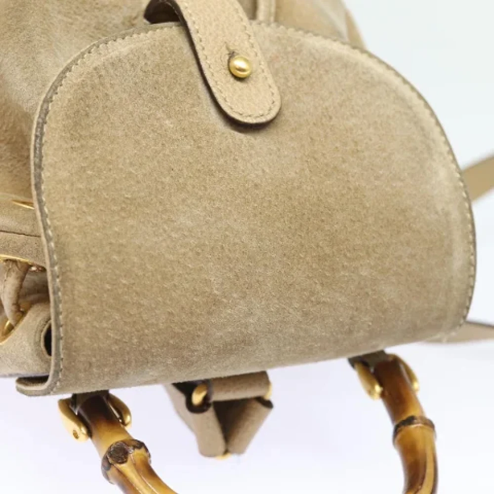 Gucci Vintage Pre-owned Suede backpacks Beige Dames