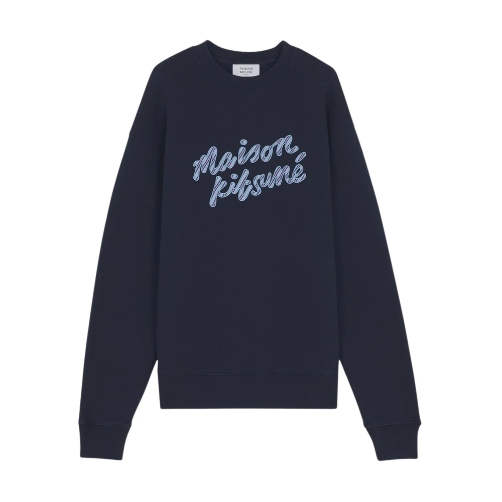 Maison Kitsuné Katoenen Logo Sweatshirt Blue Heren