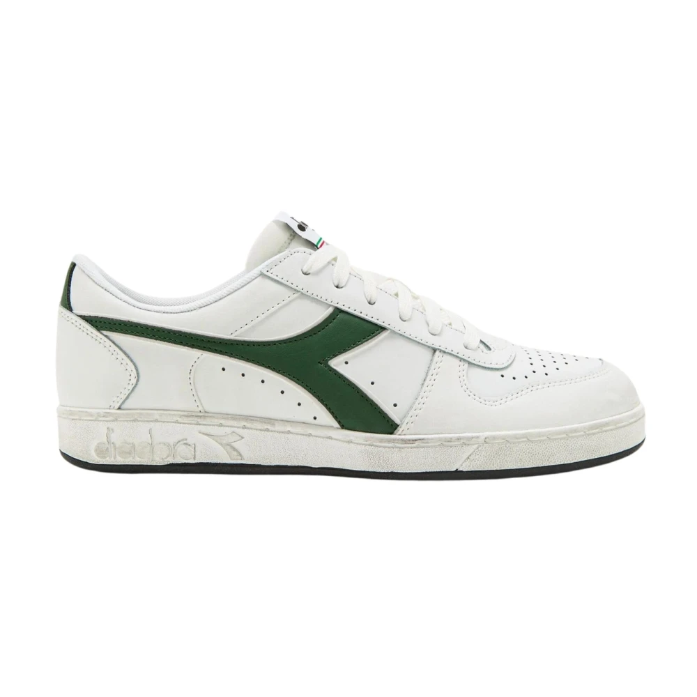 Diadora Vintage Basketball Stijl Leren Sneakers Heren Schoenen Wit