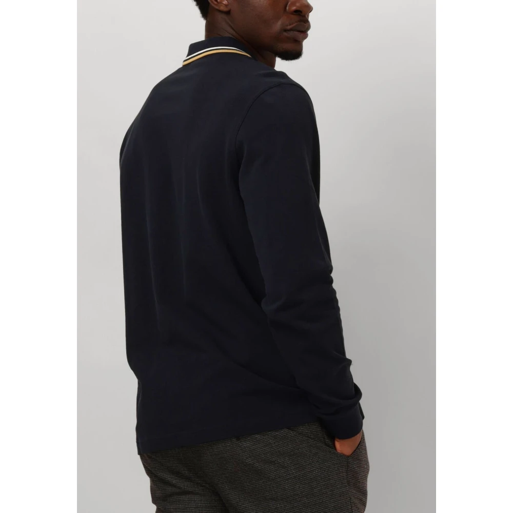Fred Perry Heren Twin Tipped Lange Mouw Polo Blue Heren