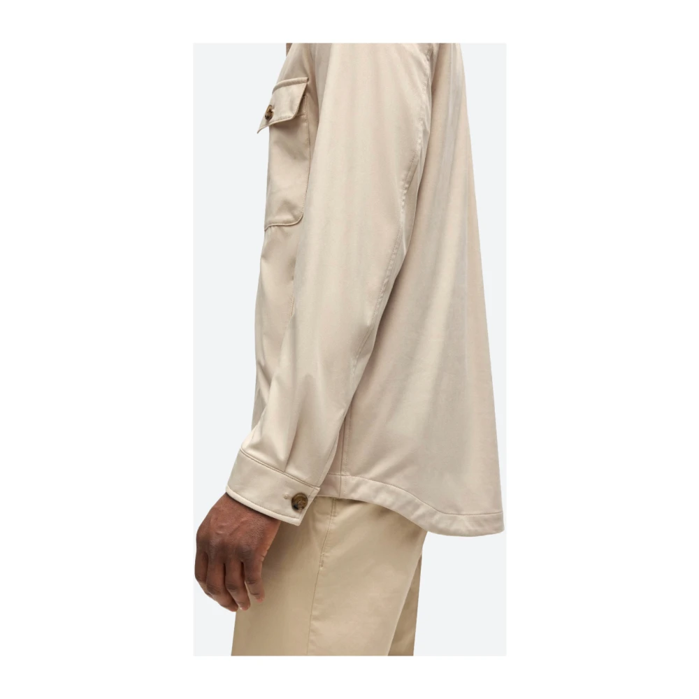 Hugo Boss Stretch Stof Overhemd Jas Beige Heren