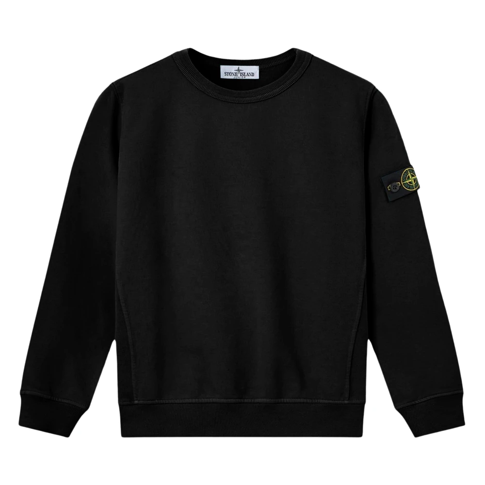 Stone Island , Kids Sweatshirts, Male, Black, 2 Y, Brushed Cotton Fleece Sweatshirt