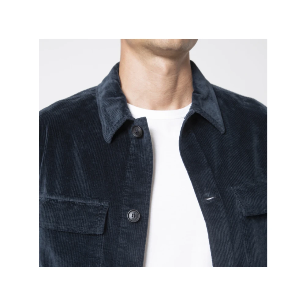 Mason's Marineblauwe Corduroy Overhemd met Knoopsluiting Black Heren