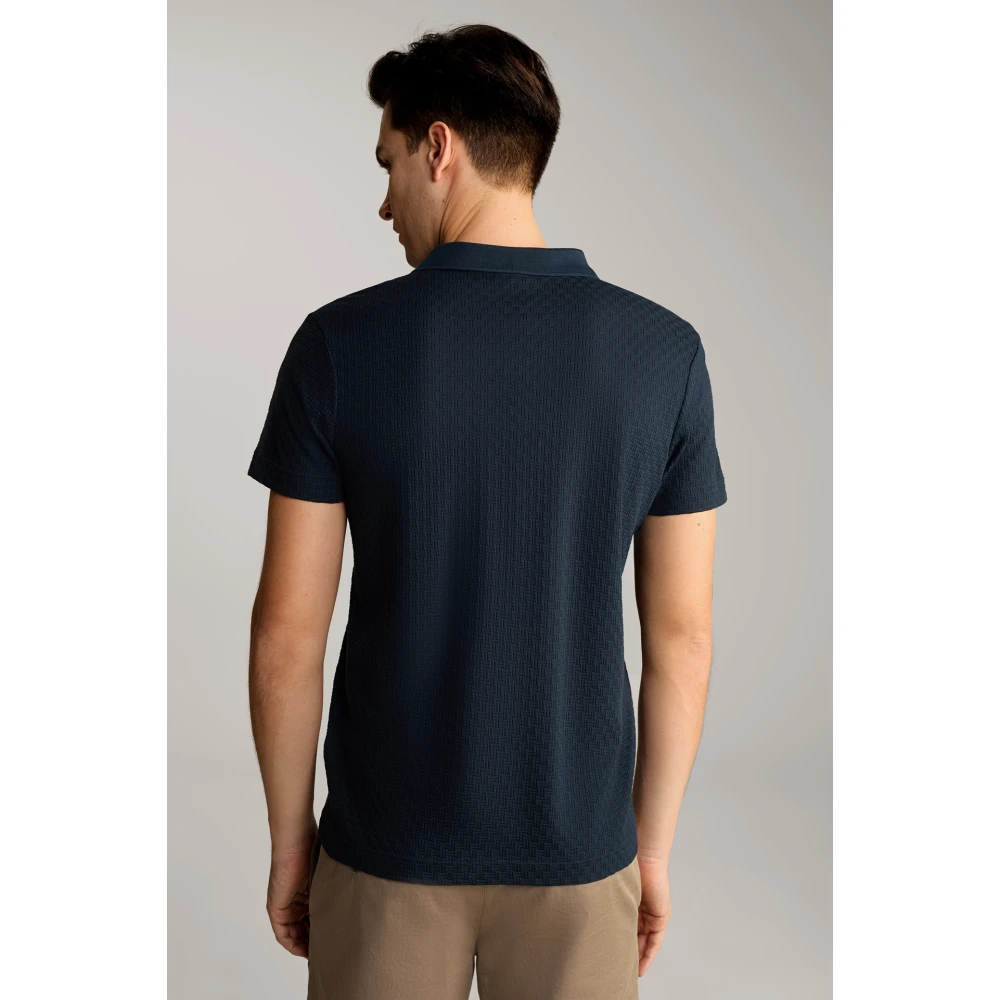 Joop! Donkerblauw katoenen poloshirt met textuurpatroon Blue Heren