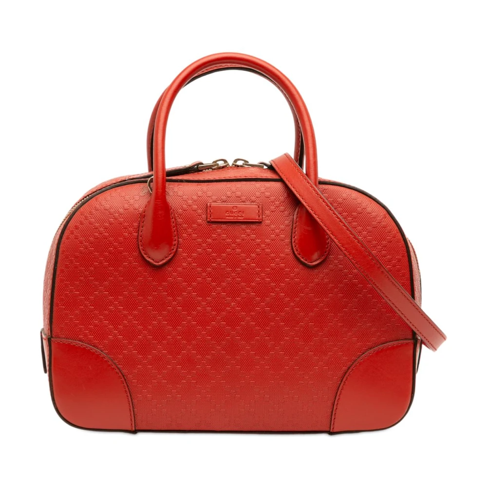 Gucci Vintage Women's Red Vintage Handbags, One Size, Pre-Owned Embossed Leather Satchel Bag