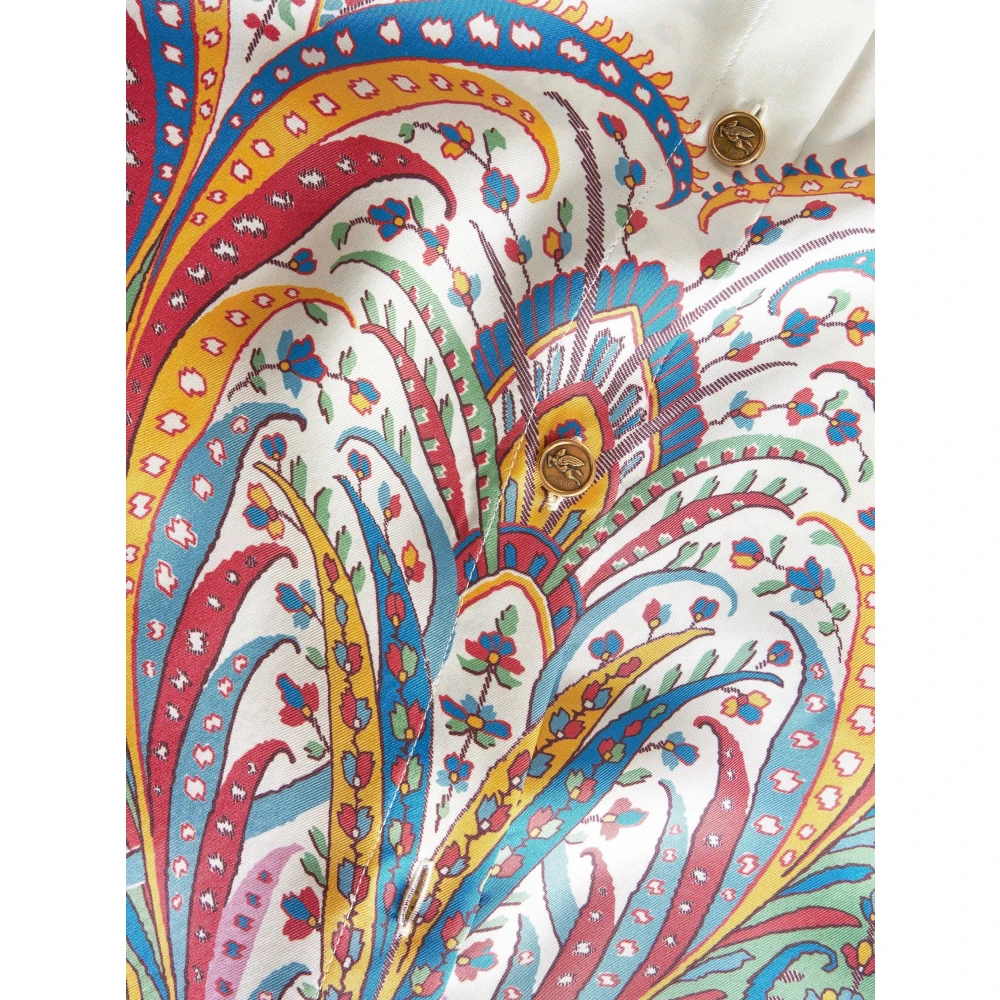ETRO Casual korte mouw zijden overhemd wit Multicolor Dames