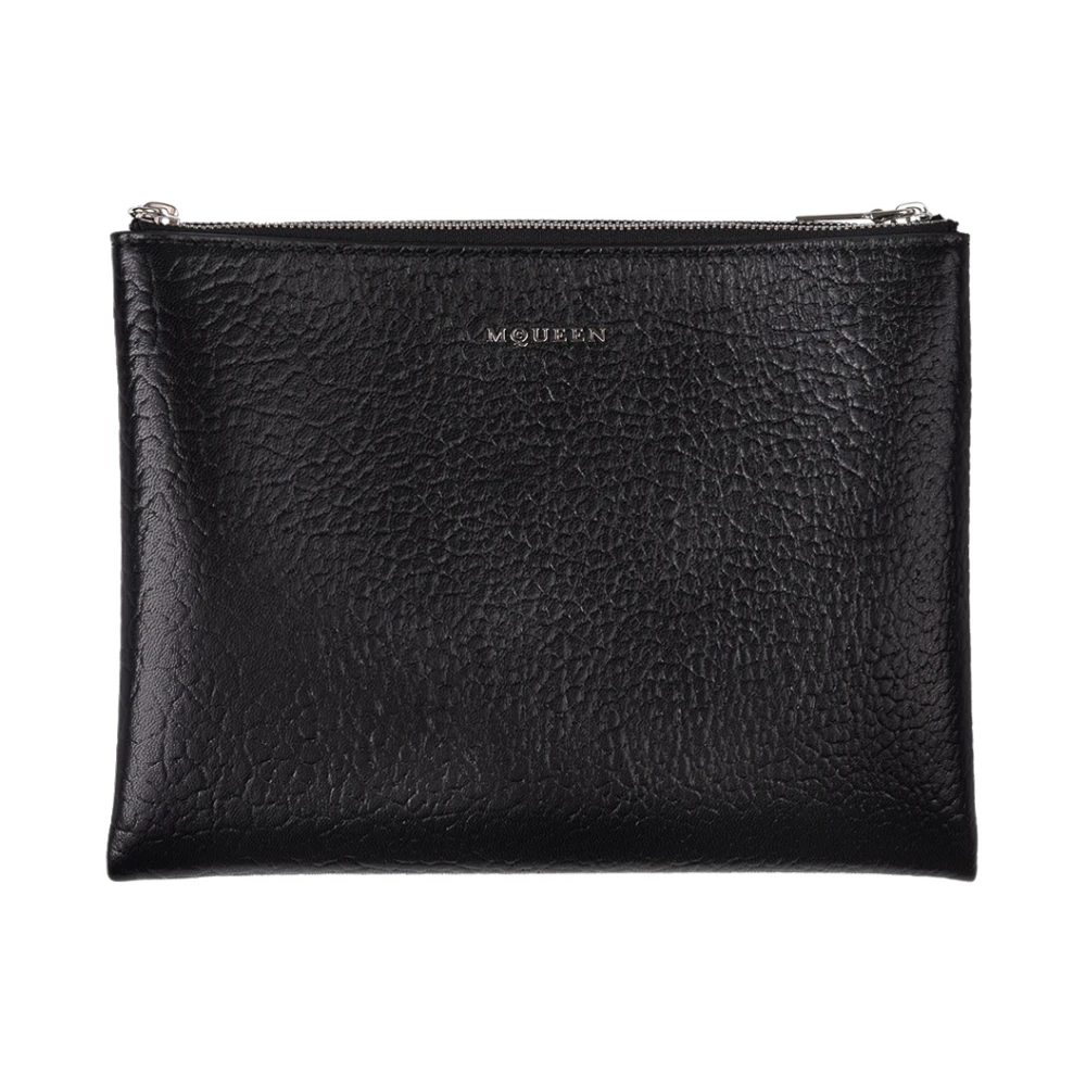 Alexander McQueen Svart Kornigt Läder Clutchväska Black, Herr