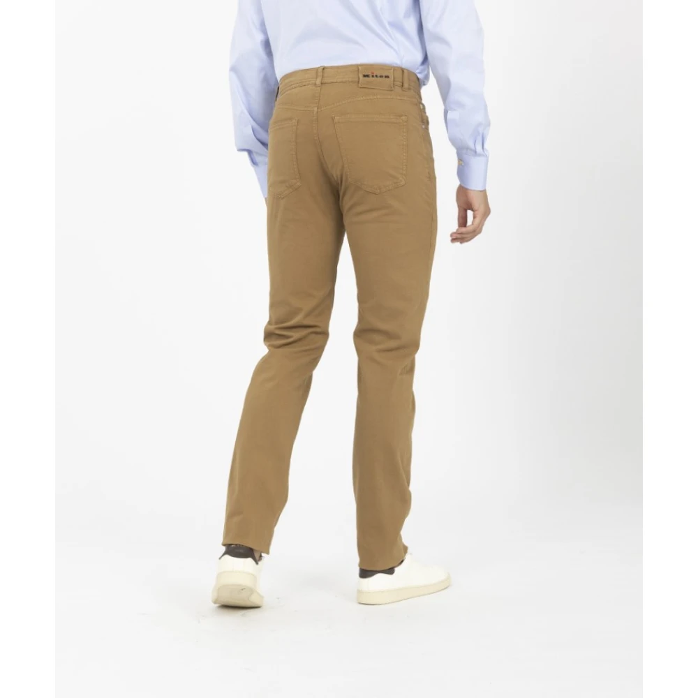 Kiton Katoenen Broek Beige Heren