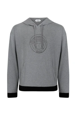 Grå Logotyp Hoodie