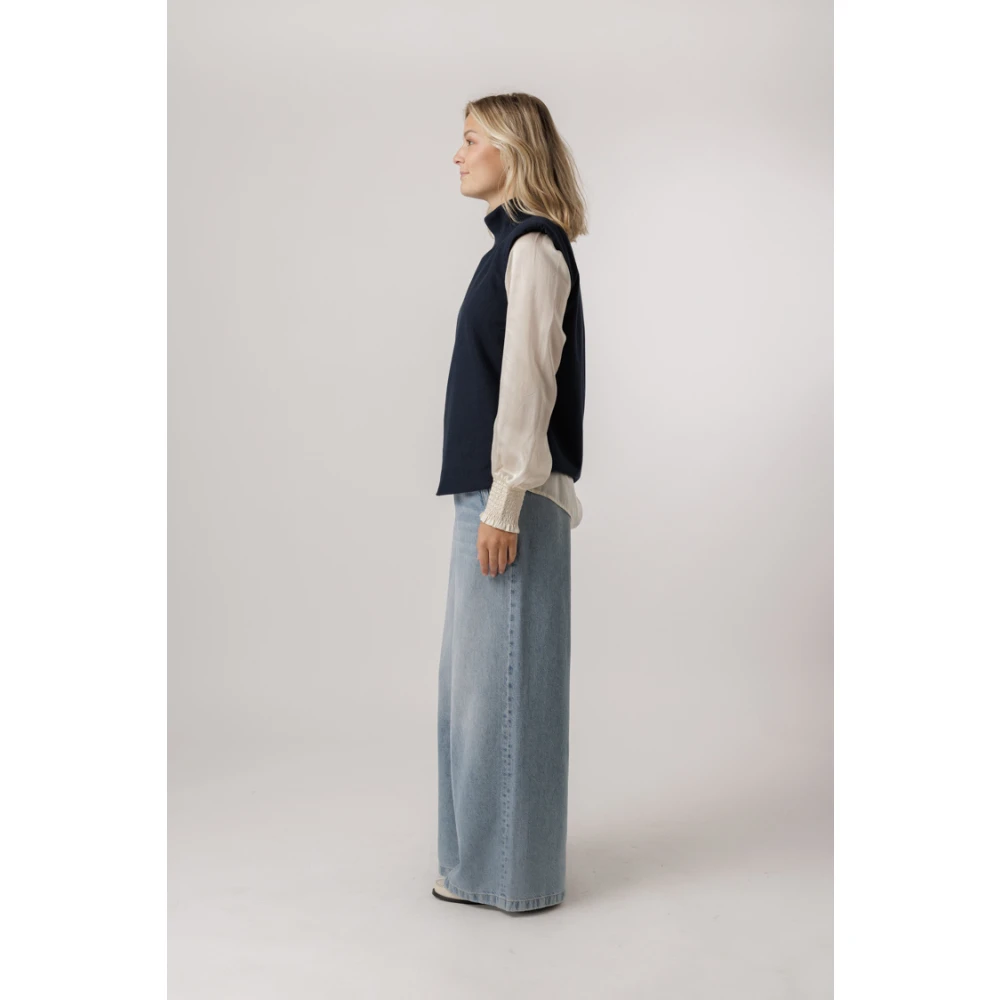 Est'Seven Elegante Turtle Neck Top Donkerblauw Blue Dames