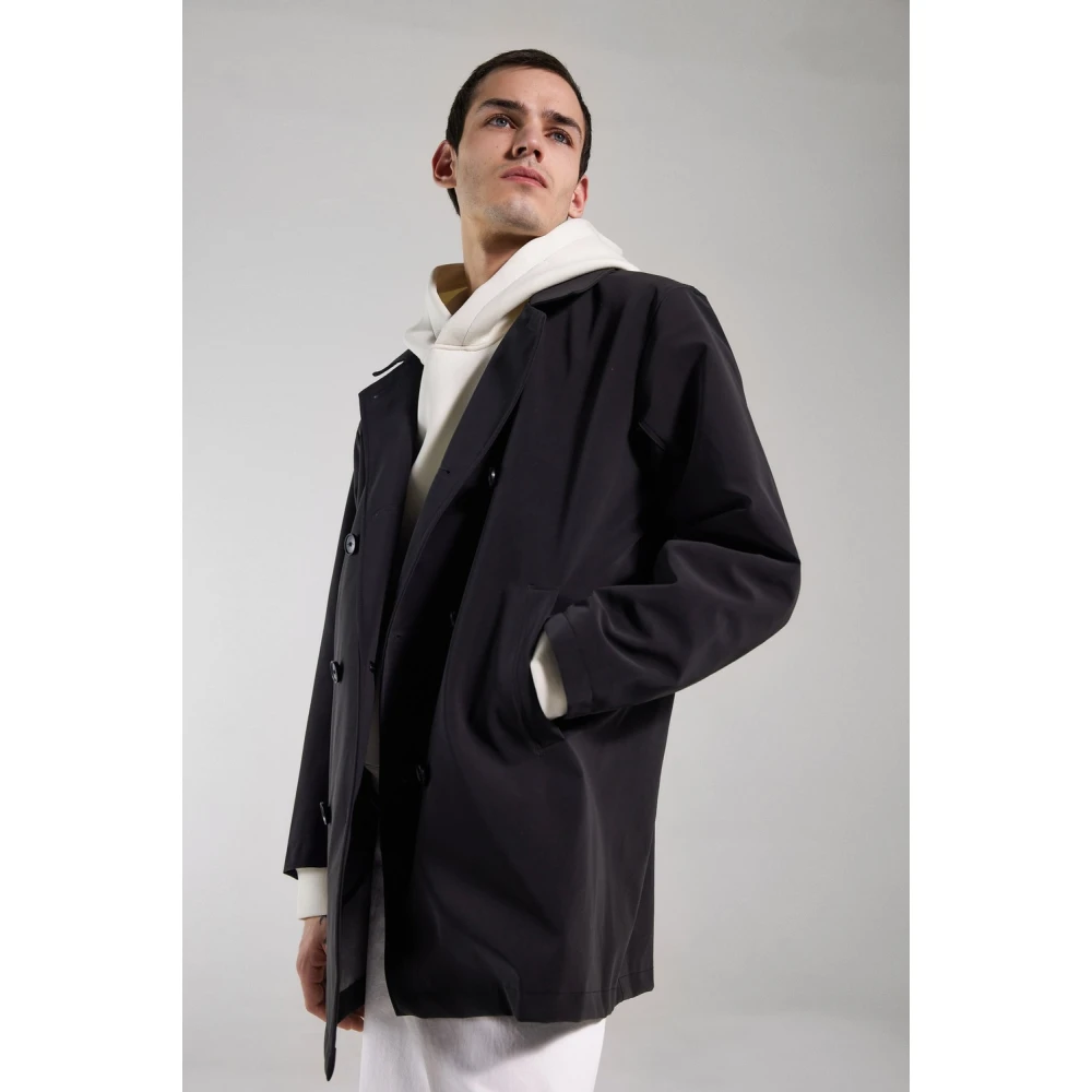 Stutterheim Klassieke dubbelrijige regenjas Black Heren