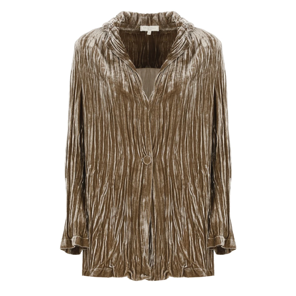 Antonelli Firenze Bruine Fluwelen Blazer Klassieke Reverskraag Brown Dames