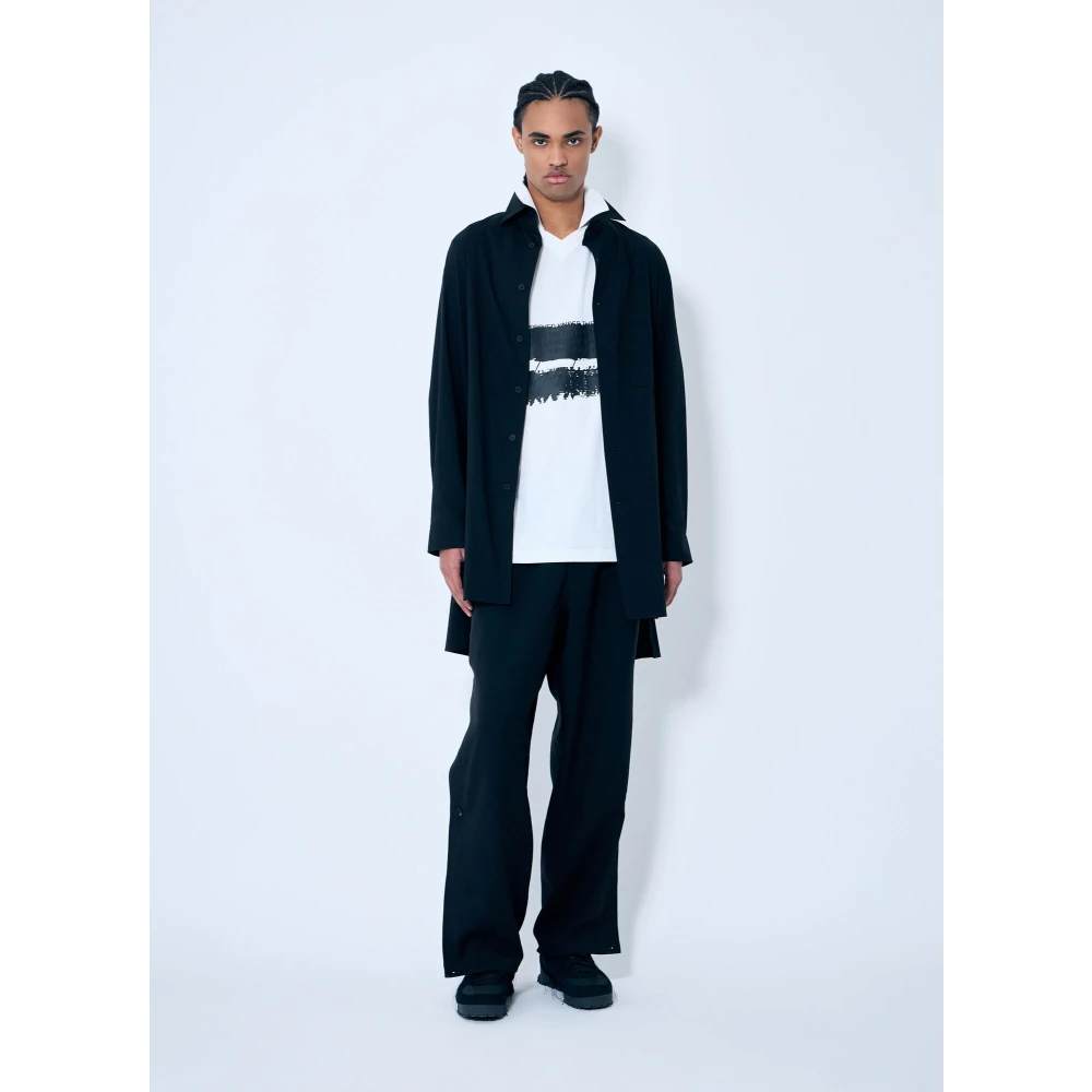 Y-3 Logo Print Katoenmix Shirt Black Heren