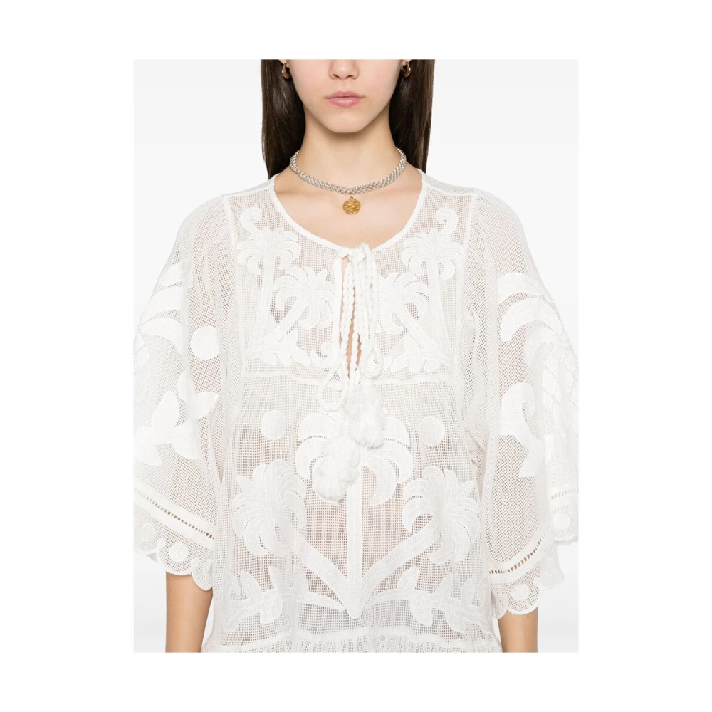 Farm Rio Witte Voorkant Strik Ruched Jurk White Dames