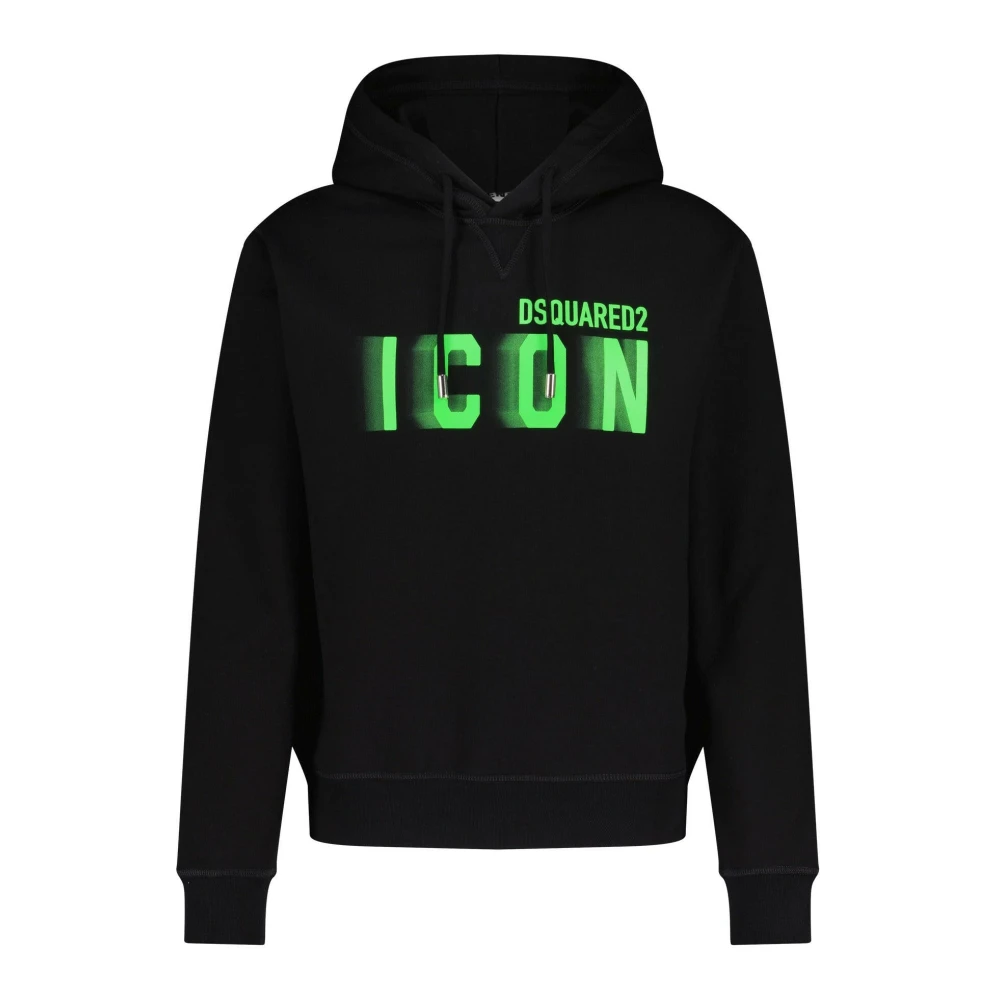 Dsquared2 Logo Print Hoodie Sportieve Casual Comfort Black Heren