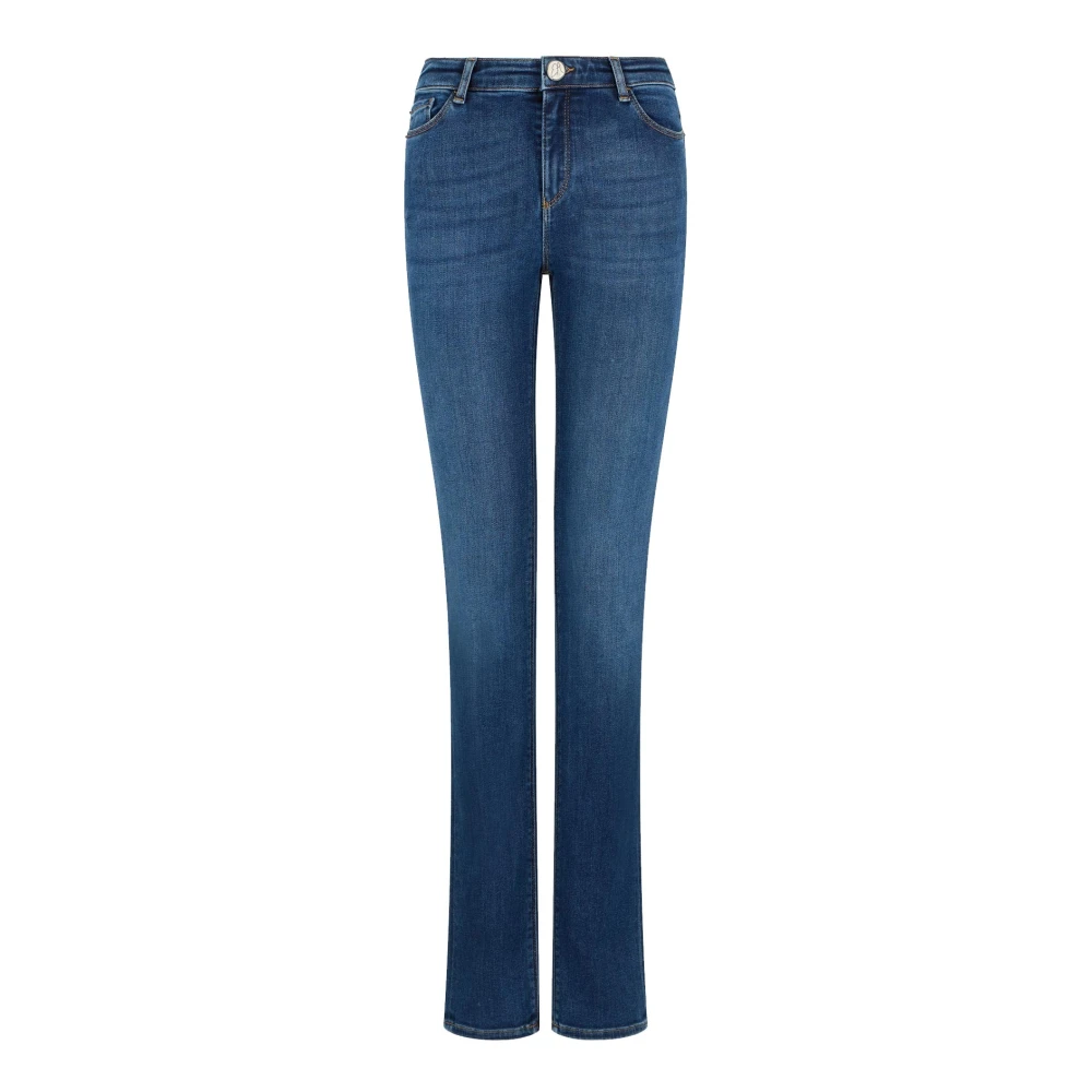 Emporio Armani Hoge taille slim straight jeans Blue Dames