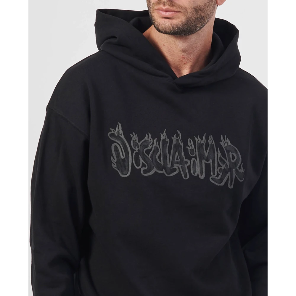 Disclaimer Zwarte hoodie met logo op de voorkant Black Heren