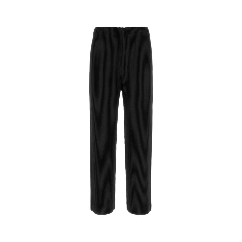 Issey Miyake Men's Black Straight Trousers, S, Color Pleats 1 Pant
