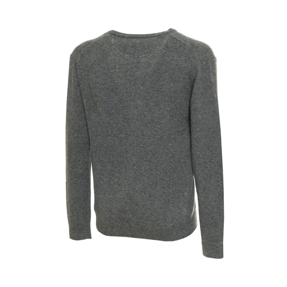 Sergio Tacchini Wollen trui met V-hals en geribbelde boorden Gray Heren