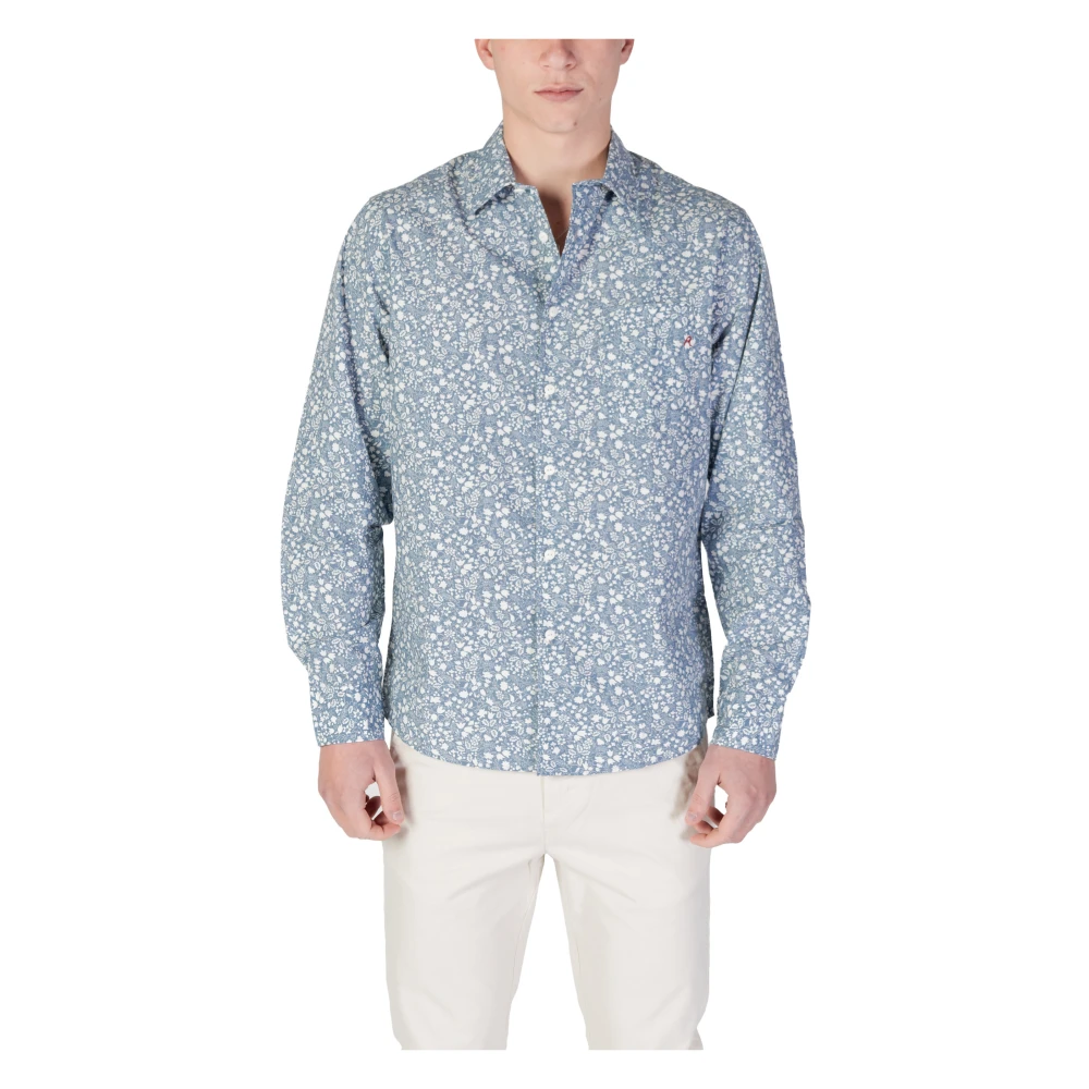 Replay Men's Blue Casual Shirts,, Floral Pattern Long Sleeve Shirt Extra Large